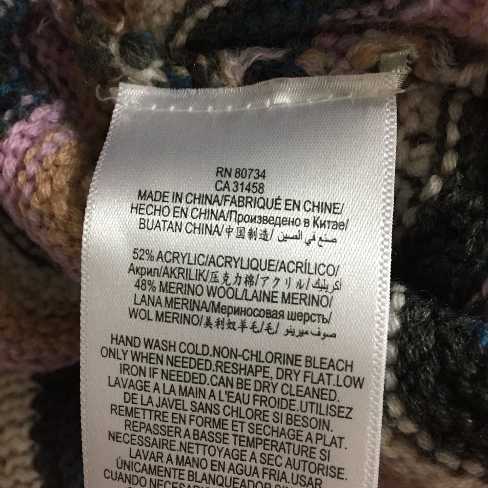 BCBGMAXAZRIA Multi-Colored Merino Wool Blend Pointelle SANJA Pullover Sweater - Picture 3 of 8
